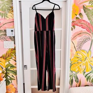 Elegant Black and Red Striped Jumpsuit